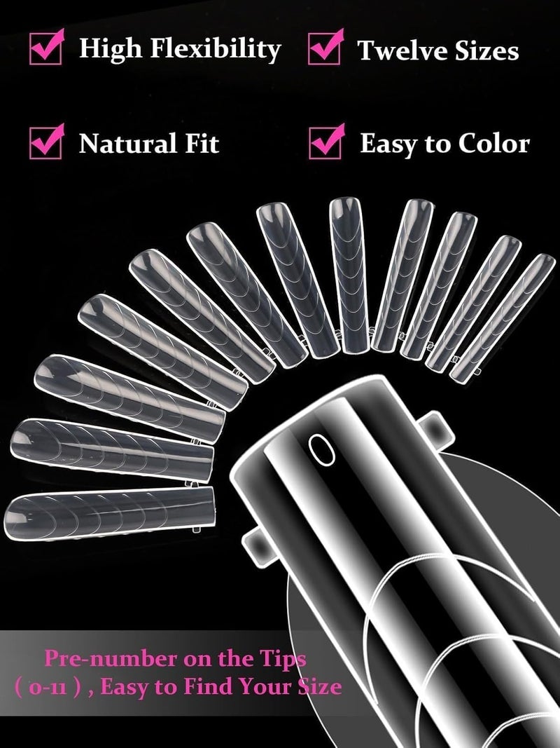 TOROKOM 120Pcs Poly Extension Gel Dual Nail Forms Clear Nail Forms Full Cover Coffin Nail Molds 12 Sizes for Gel Manicure Nail Art Design Salon&DIY - Image 3